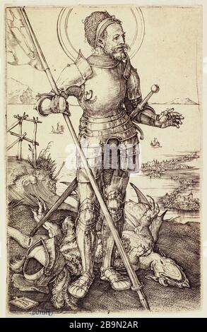 St. Georges Foot (Bartsch 53) Albrecht Dürer (1471-1528). Der heilige Georges à pied (Bartsch 53). 1502. Musée des Beaux-Arts de la Ville de Paris, Petit Palais. Stockfoto
