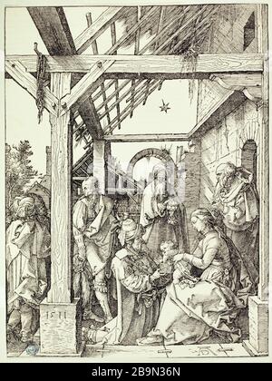 Anbetung der Magi (Bartsch 3) Albrecht Dürer (1471-1528). L'Adoration des Mages (Bartsch 3). 1511. Musée des Beaux-Arts de la Ville de Paris, Petit Palais. Stockfoto