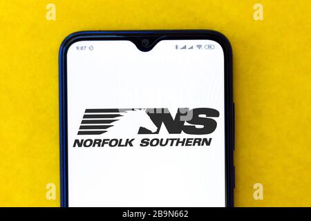 Brasilien. März 2020. In dieser Abbildung wird ein Norfolk Southern Logo auf einem Smartphone angezeigt. Kredit: Rafael Henrique/SOPA images/ZUMA Wire/Alamy Live News Stockfoto