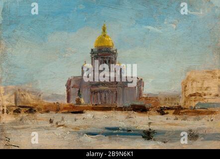 St. Isaac's Cathedral in St. Petersburg Félix Ziem (1821-1911). "Cathédrale Saint-Isaac à Saint-Pétersbourg". Huile sur Papier marouflé sur toile, 1842-1843. Musée des Beaux-Arts de la Ville de Paris, Petit Palais. Stockfoto