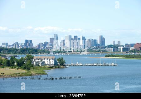 Skyline von Boston aus von North Quincy aus gesehen Stockfoto