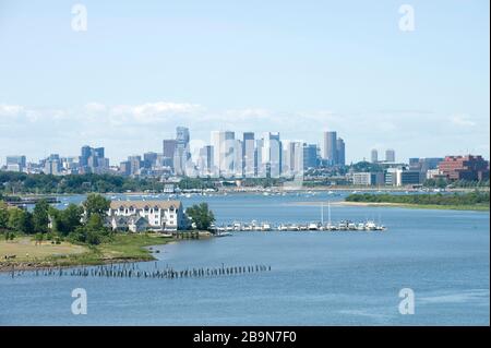 Skyline von Boston aus von North Quincy aus gesehen Stockfoto