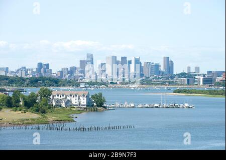 Skyline von Boston aus von North Quincy aus gesehen Stockfoto