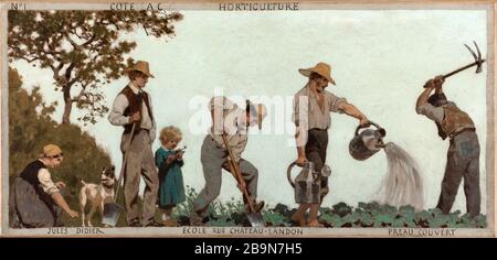 Gartenbau Jules Didier (1831-1892). "Gartenbau". Esquisse pour l'école de la rue Château-Landon. Paris (Xème arr.). Huile sur toile. 1879. Musée des Beaux-Arts de la Ville de Paris, Petit Palais. Stockfoto