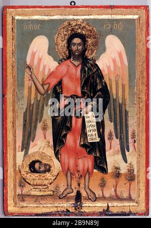 Saint-Jean-Icône-Bulgare: Saint-Jean-Baptiste, vers 1702. Musée des Beaux-Arts de la Ville de Paris, Petit Palais. Stockfoto