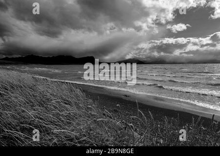 Blick auf den Golf von Admiral Montt, Puerto Natales, Patagonien, Chile, Südamerika Stockfoto