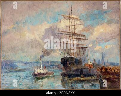 Im Hafen von Rouen Albert Lebourg (1849-1928). 'Dans le Port de Rouen'. Musée des Beaux-Arts de la Ville de Paris, Petit Palais. Stockfoto