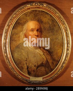 Benjamin Franklin (1706-1790) Joseph-Siffred Duplessis (1725-1802). "Benjamin Franklin (1706-1790)". Huile sur toile. 278. Musée des Beaux-Arts de la Ville de Paris, Petit Palais. Stockfoto