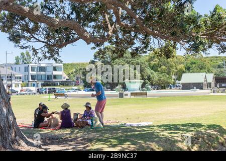 Picknick in der Gruppe auf Selwyn Domain, Mission Bay, Auckland, Neuseeland Stockfoto