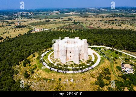 Luftbild Castel del Monte, UNESCO-Weltkulturerbe, Provinz Barletta-Andria-Trani, Apulien, Italien Stockfoto