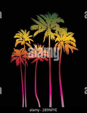 Zauberhafte Palmen in der Nacht Stock Vektor