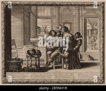 Geschichte des verlorenen Sohnes. Zweite Ausgabe einer Serie von 6 Stück. Dutuit Seite 63 Abraham Bosse (1602-1676). 'Histoire de l'Enfant Prodigue. deuxième numéro d'une Suite de 6 pièces. Dutuit Seite 63'. Eau-forte. 1.650. Musée des Beaux-Arts de la Ville de Paris, Petit Palais. Stockfoto