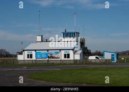 Kontrollturm. Wolverhampton Halfpenny Green Airfield. South Staffordshire. Stockfoto