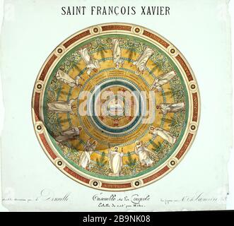 Projekt für die Kuppel der Kirche St. Franz Xaver. Alexandre-Dominique Denuelle (1818-1880) et Charles-Joseph Lameire (1832-1910). Projet pour la coupole de l'église Saint-François-Xavier. Aquarelle et gouache sur Papier blanc. Musée des Beaux-Arts de la Ville de Paris, Petit Palais. Stockfoto