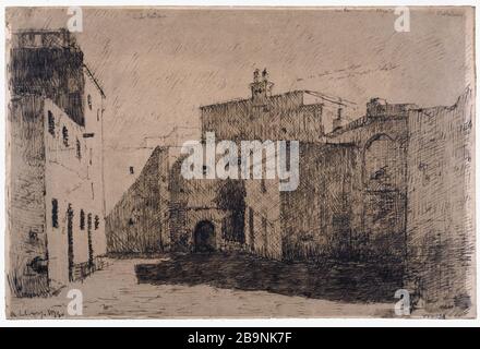 EINE STRASSE IN EINER STADT VON EAST ALBERT LEBOURG (1849-1928). "Une rue dans une ville d'Orient". Dessin. Musée des Beaux-Arts de la ville de Paris, Petit Palais. Stockfoto