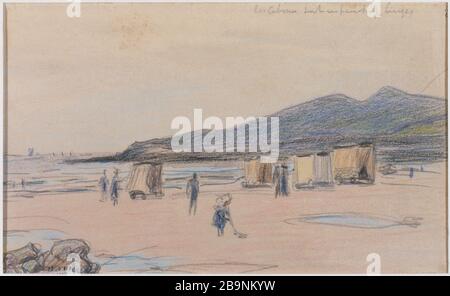 Das Meer in den Kabinen Alfred Sisley (1839-1899). "Cabines au bord de la mer". Musée des Beaux-Arts de la Ville de Paris, Petit Palais. Stockfoto