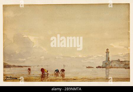 Schalentiere in Antibes Félix Ziem (1821-1911). "pêcheurs de coquillages à Antibes". Aquarelle sur Papier. XIXème siècle. Musée des Beaux-Arts de la Ville de Paris, Petit Palais. Stockfoto