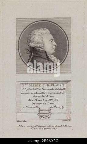 Pierre Marie Jean-Baptiste FLAUST, Abgeordneter von Caen zur Nationalversammlung 1789. Wilbrode-Magloire-Nicolas Courbe. "Pierre Marie Jean-Baptiste Flaust, député de Caen à l'Assemblée Nationale de 1789". Physionotraces. Paris, musée Carnavalet. Stockfoto