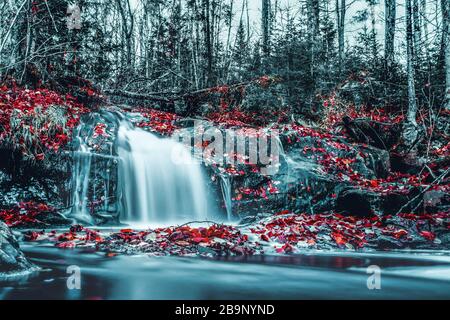 Wasserfall im Herbst in Kanada, Kunst, lange Exposition Stockfoto