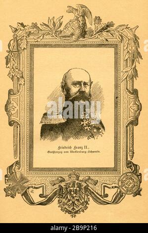 Europa, Deutschland, Mecklenburg-Vorpommern, Schwerin, Friedrich Franz II , Großherzog von Mecklenburg-Vorpommern, Porträt, in einem Rahmen, Motiv aus: ' der Krieg zwischen Frankreich und Deutschland in den Jahren 1870-1871 ', von J. Scheibert, Verlag von W. Pauli-Nachfolger ( H. Jerosch ), Berlin, im Jahre 1895 . / Europa, Deutschland, Berlin, Albrecht von Roon, preussischer Feldmarschall und Kriegsminister, Porträt, in einem Rahmen, Bild von: ' der Krieg zwischen Frankreich und Deutschland in den Jahren 1870-1871 ' ( der Krieg zwischen Frankreich und Deutschland 1870-1871 ), im Verlag J. Scheibert Stockfoto