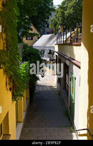 Weg "an der Kreppe" in alten Quartieren, Haidhausen, München Oberbayern, Deutschland Stockfoto