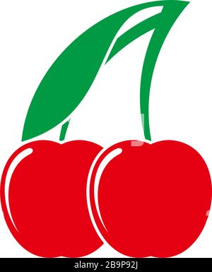 Fruchtlabel Sweet Cherry geometrisches Design Symbol Logo Vector Stock Vektor