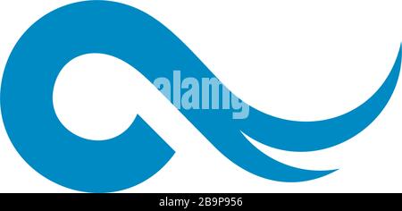 Einfache geometrische Bewegung blauer Ozean Wellen Rotation Logo Vektor Stock Vektor