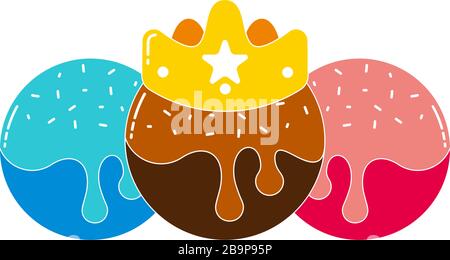 King-Eis-Krone buntes Happy Fun Konzept Symbol Logo Vector Stock Vektor