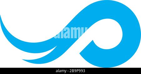 Einfache geometrische Bewegung blauer Ozean Wellen Rotation Logo Vektor Stock Vektor