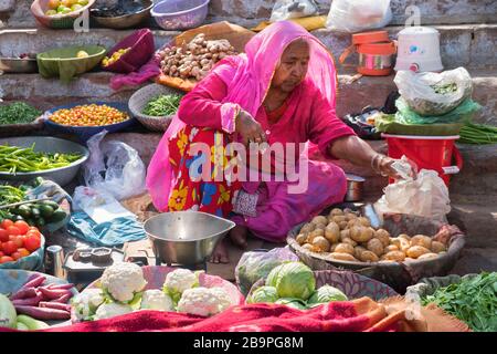 Gemüseverkäufer Old City Jodhpur Rajasthan Indien Stockfoto