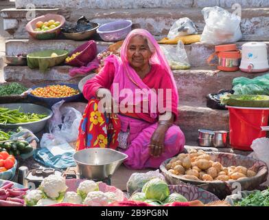 Gemüseverkäufer Old City Jodhpur Rajasthan Indien Stockfoto