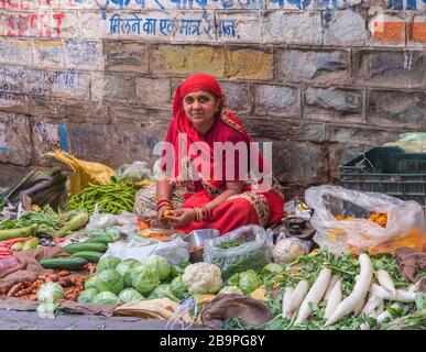 Gemüseverkäufer Old City Jodhpur Rajasthan Indien Stockfoto