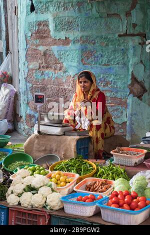 Gemüsemarkt Navchokiya Old City Jodhpur Rajasthan Indien Stockfoto