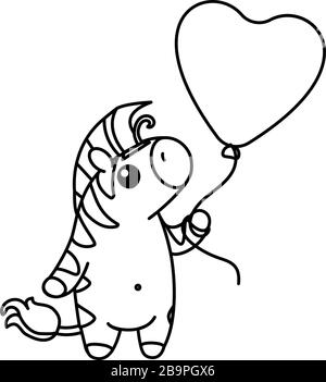 Vektor niedlich Baby Zebra Kinder färben Buchseite Stock Vektor