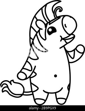 Vektor niedlich Baby Zebra Kinder färben Buchseite Stock Vektor