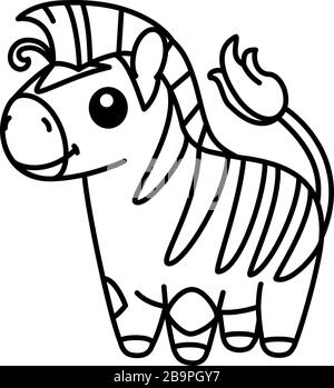 Vektor niedlich Baby Zebra Kinder färben Buchseite Stock Vektor