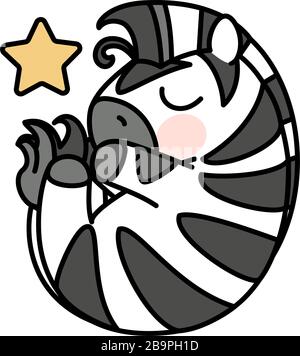 Vector scandi gestreiftes Baby Zebra. Niedliches Tier Stock Vektor