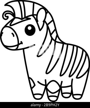 Vektor niedlich Baby Zebra Kinder färben Buchseite Stock Vektor