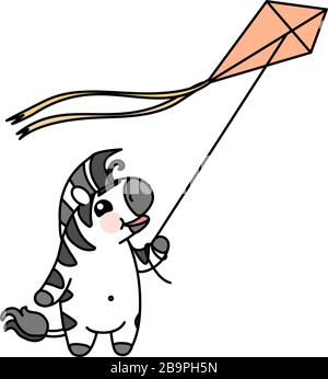 Vector scandi gestreiftes Baby Zebra. Niedliches Tier Stock Vektor