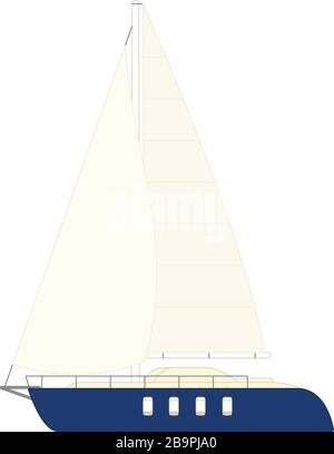 Vector Small Sail Yacht Clip Art, segelboot Skizze Stock Vektor