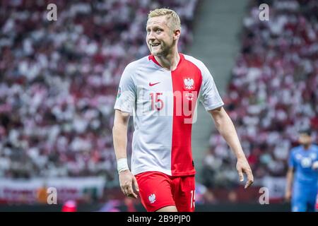 Kamil Glik aus Polen sah während des UEFA EURO 2020 Qualifikationsspiel (Gruppe D) zwischen Polen und Israel im PGE Narodowy Stadium.(Endstand; Polen 4:0 Israel) Stockfoto