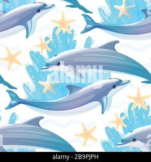 Vector Marine Seamless Muster Clip Art. Sea Design Stock Vektor