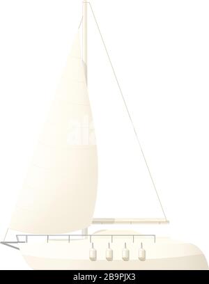 Vector Small Sail Yacht Clip Art, segelboot Skizze Stock Vektor