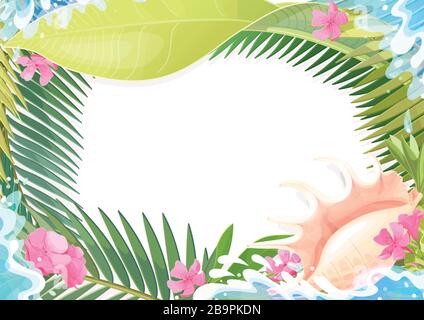 Vector Tropical Sea Frame Clip Art. Sommermuster Stock Vektor