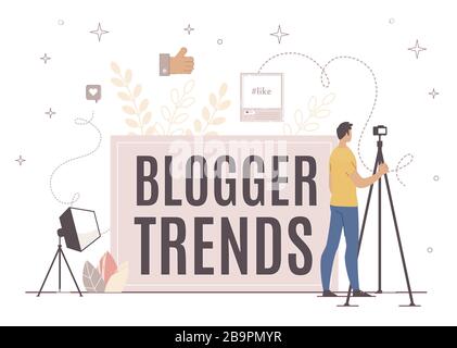 Blogger-Trends bei der Videoaufzeichnung und -Verarbeitung. Stock Vektor