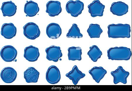 Vector vintage isoliert Wachssiegel Briefmarken set Stock Vektor