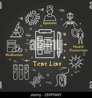 Vector Black Konzept der Testliste der Analyse Stock Vektor