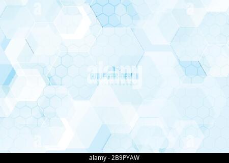 Abstraktes blaues sechseckiges Muster aus technischem Design - Hintergrund der Kunstwerke. Verwendung für Werbung, Poster, Grafiken, Vorlagendesign, Präsentation. Abbildung vect Stock Vektor