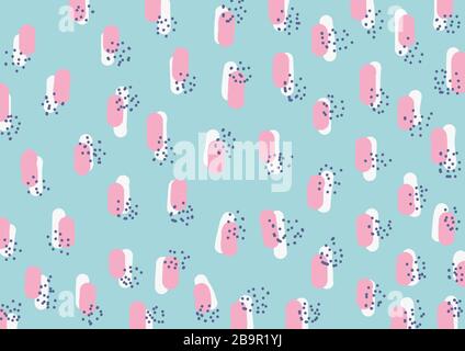 Abstraktes Muster handgezeichneter Blob und verschiedene Pinselstriche in Pastellfarbe. Vektorgrafiken Stock Vektor