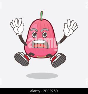 Ein Bild von Java Apple Cartoon-Maskottchen-Charakter mit schockierender Geste Stockfoto